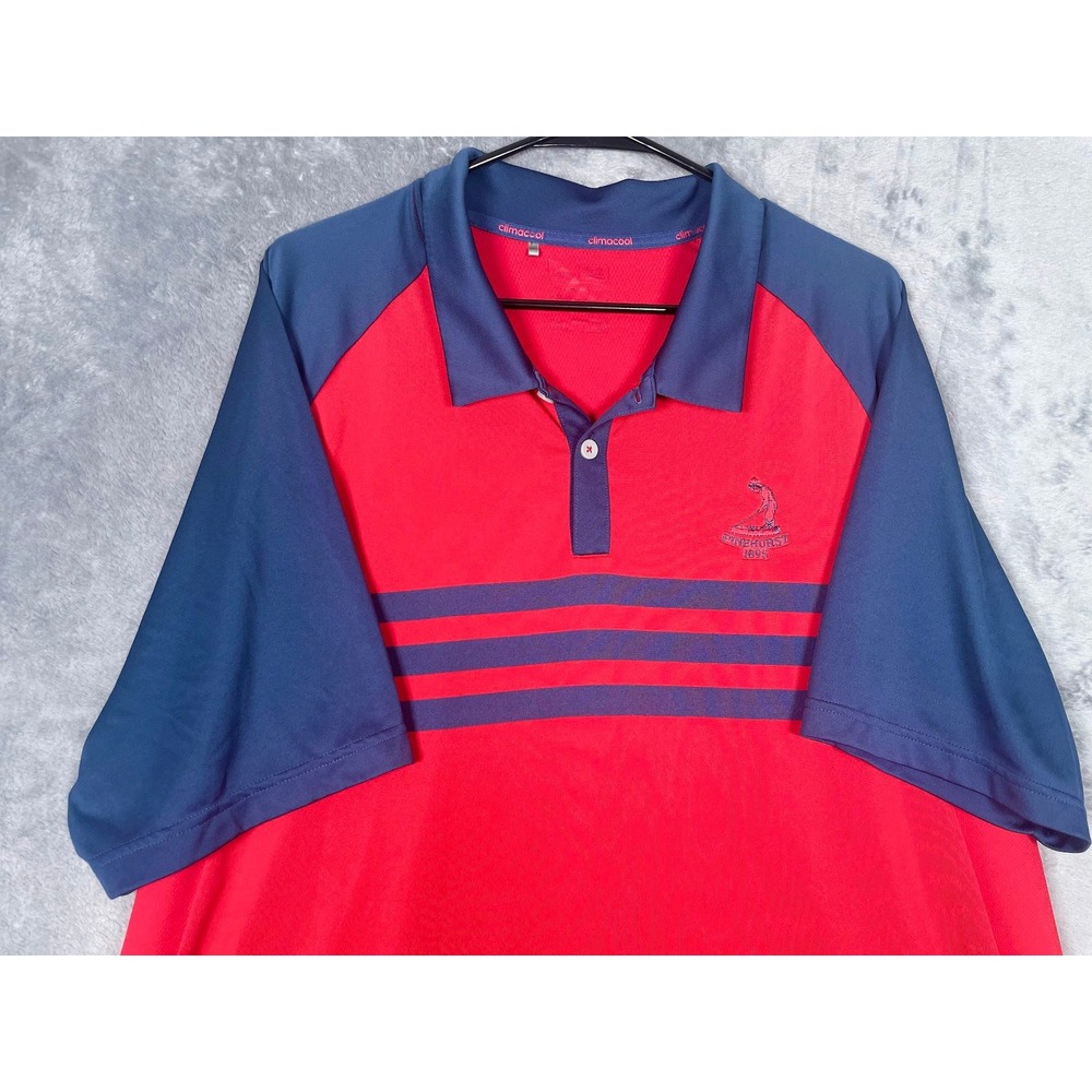 Adidas Climacool Pinehurst 1895 Golf Polo Shirt Mens 2XL Red Navy Striped